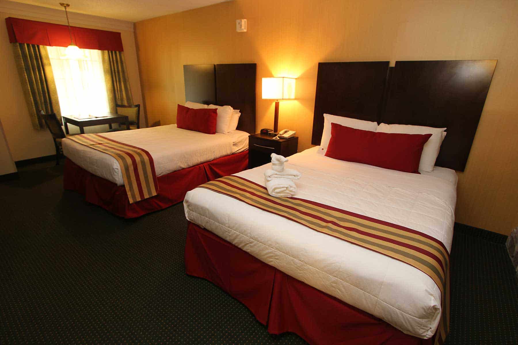 Photo of beautiful hotel room with two queen beds