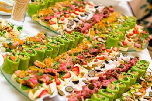 trays of delectable catered appetizers