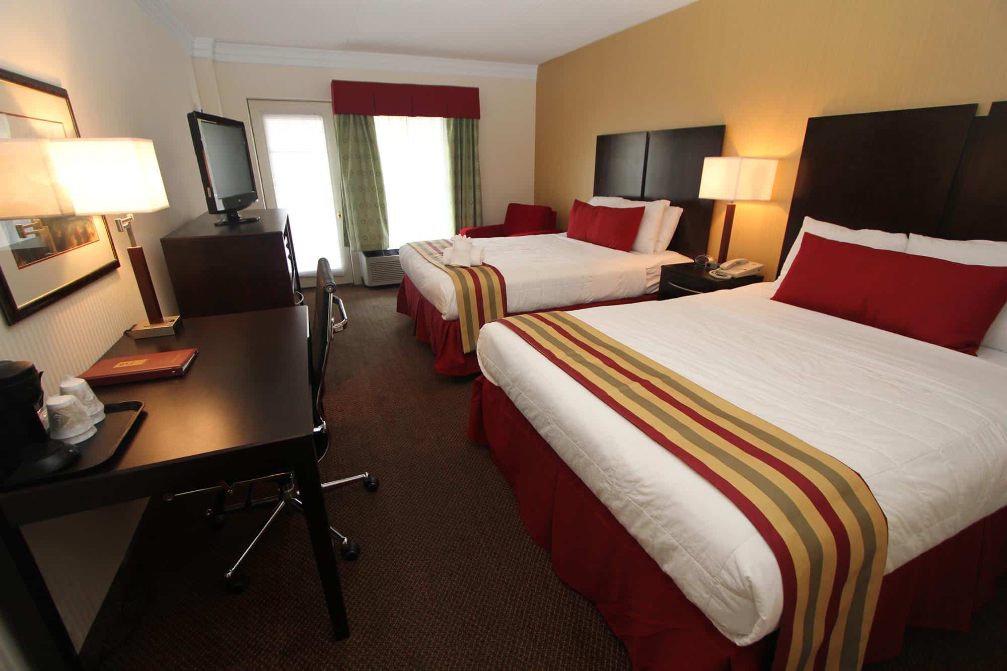 spacious hotel room with two queen beds in Gatlinburg TN