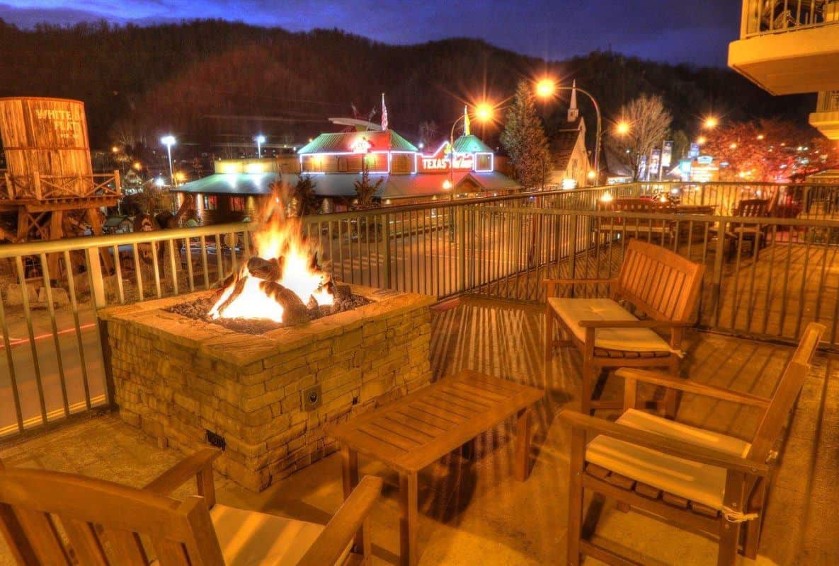 Chairs around the fire pit at Black Bear Inn & Suites in Gatlinburg TN